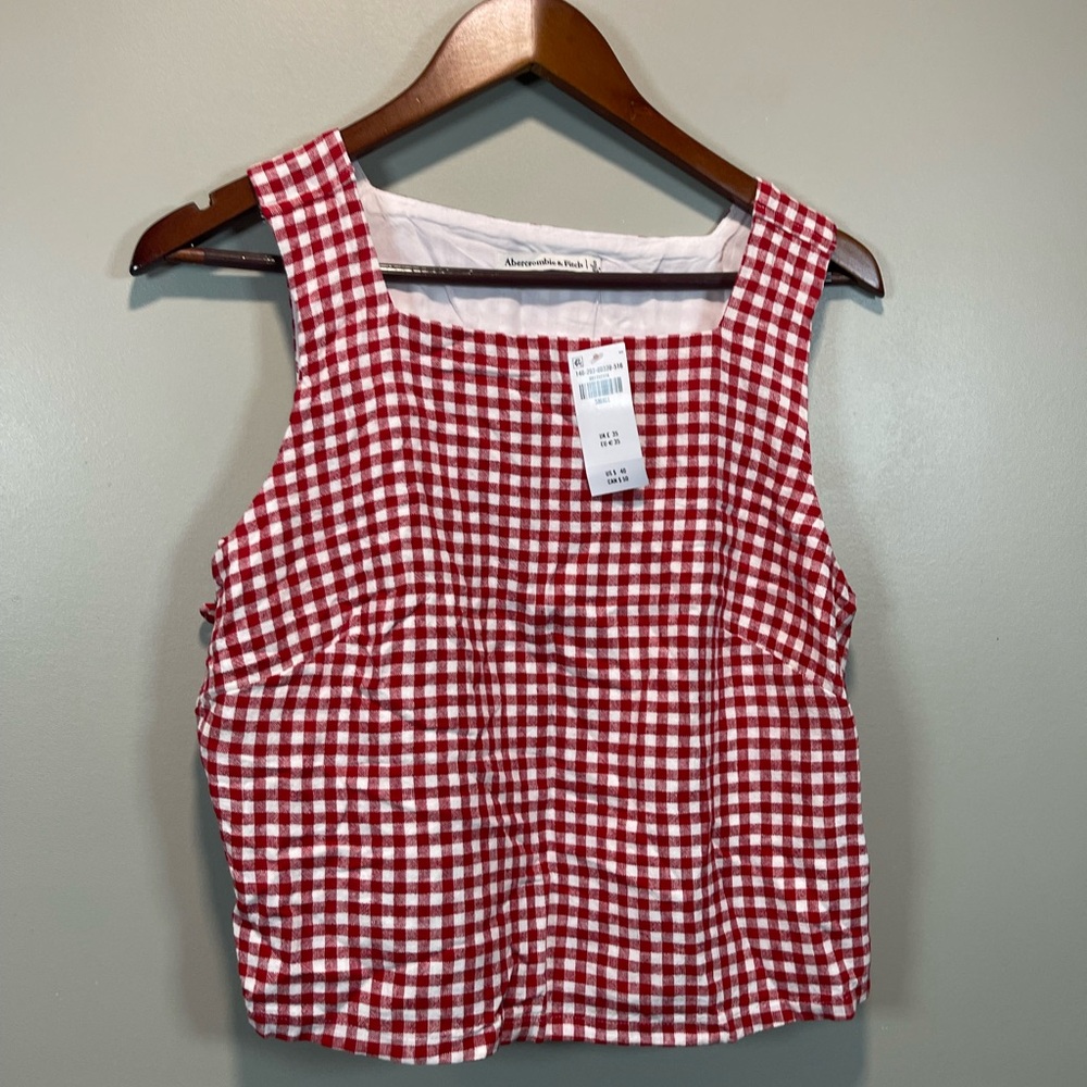 Abercrombie & Fitch Women’s Small Red and White Gingham Side Tie Top Apron - Picture 4 of 8